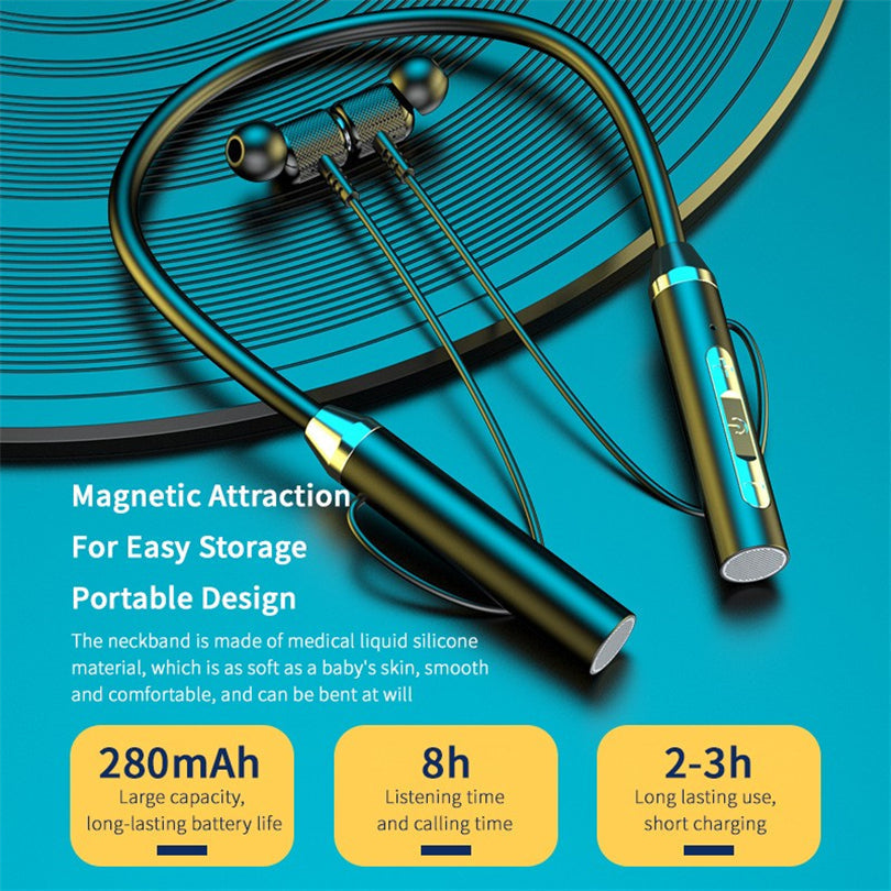 Wireless Headphones Bluetooth 5.2 Neckband Earphones Magnetic Sports Waterproof TWS Earbuds Blutooth Headset with Microphone for Mobile Phone