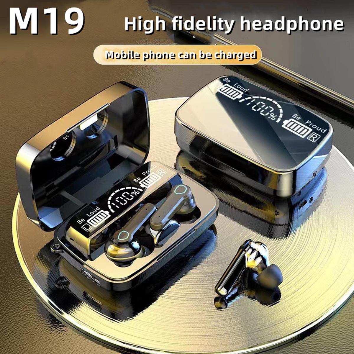 M19 5.0 Wireless Bluetooth Earphones Sport Sound Noise Cancelling Ear Buds IPX7 Waterproof Headphones Stereo Earbuds Touch control LED Digital Display Large Battery Box Gaming 2000Mah